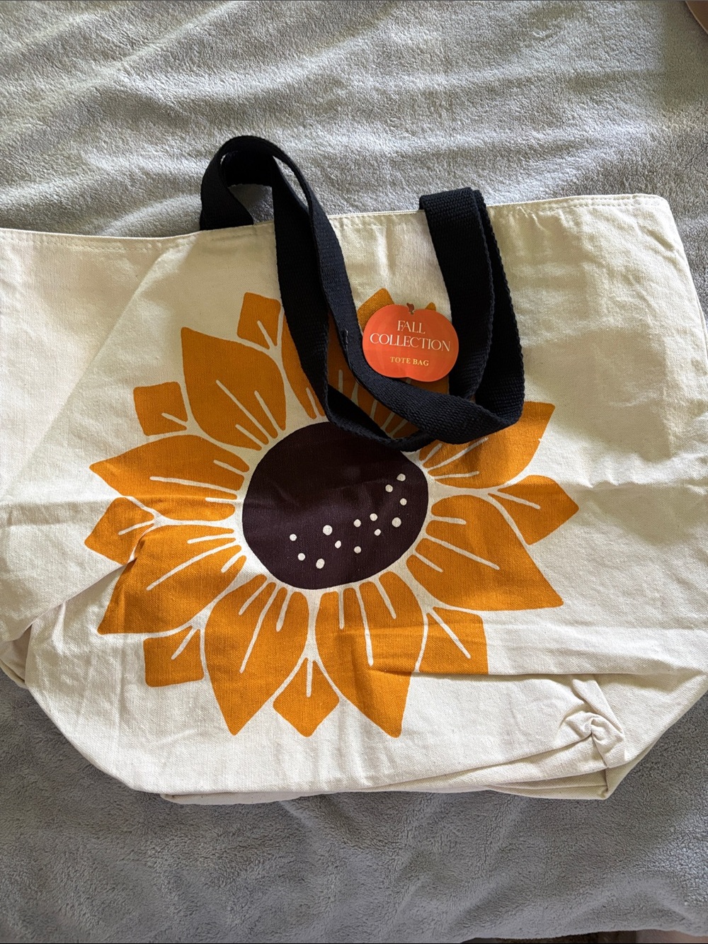 Sunflower Canvas Tote Bag with Black Handles - Fall Collection